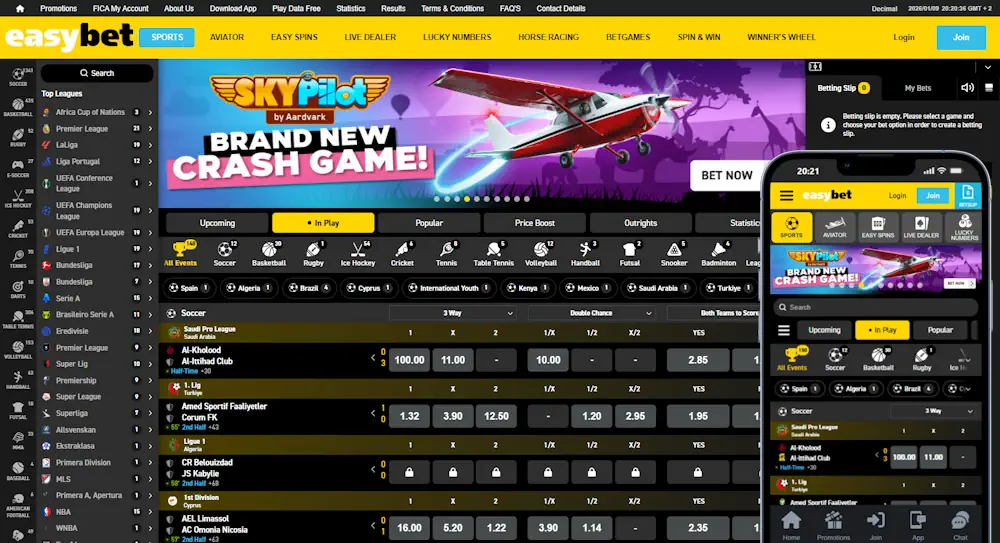EaziBet (easybet) Live betting Screenshot